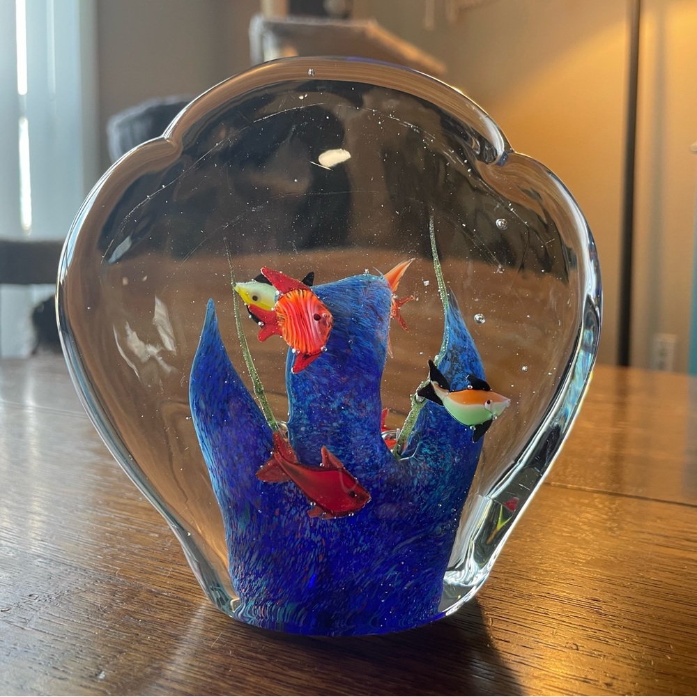 Fish aquarium glass paperweight